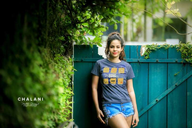 Chalani Shehani In Denim Shorts
