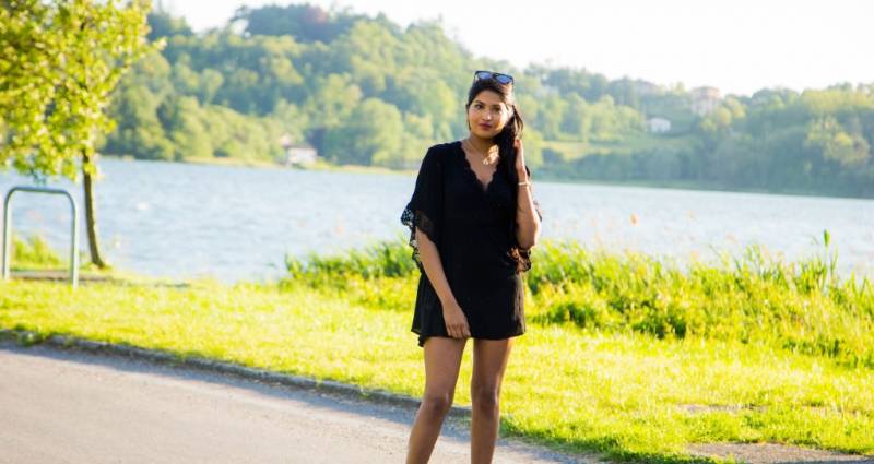 Dilini Kumarasinghe In Black Mini Dress