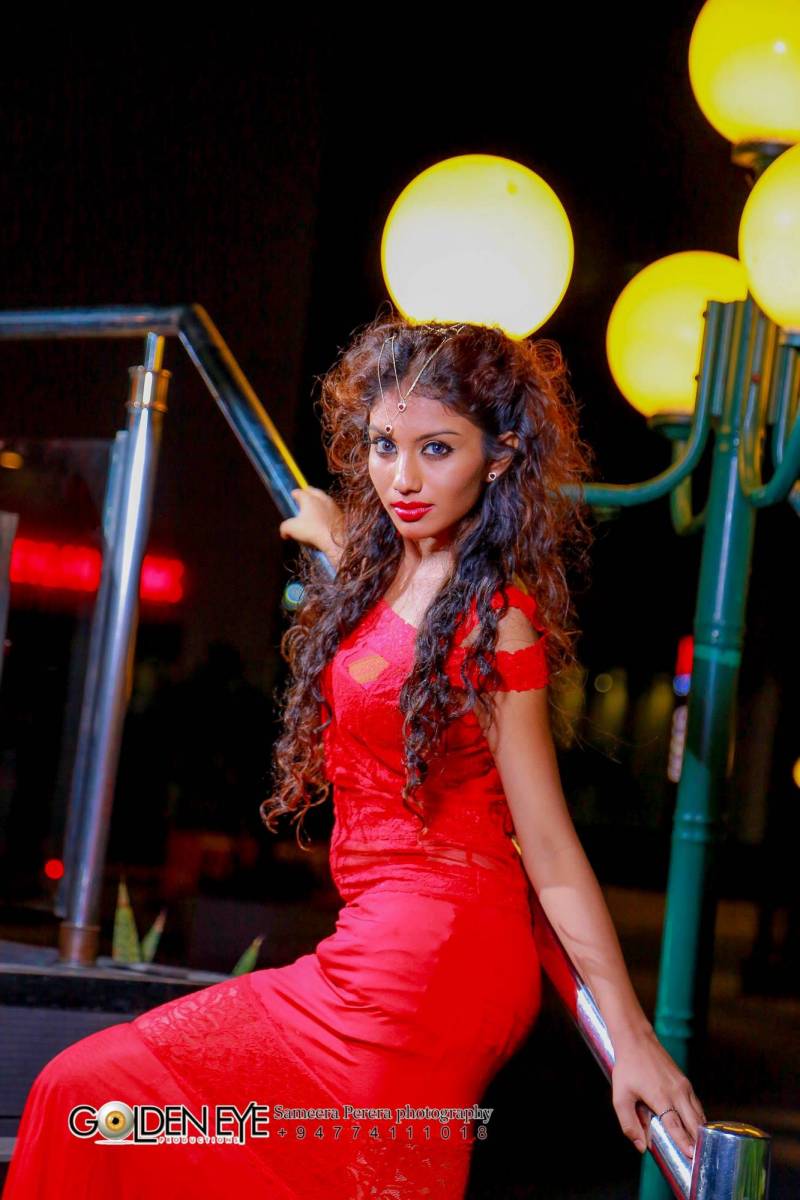 Kushi Sharanya Hot In Long Red Dress