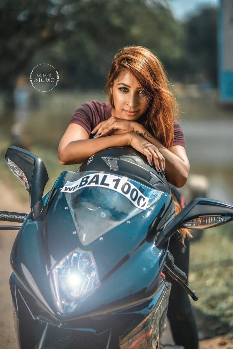 Thrikala Dharani With Bike