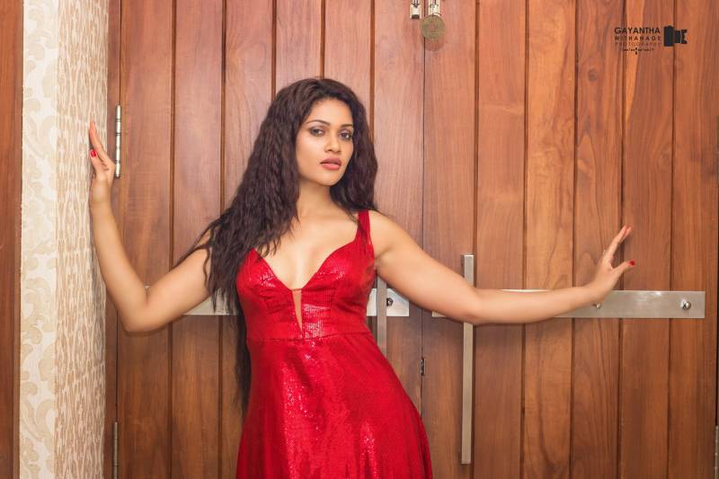 Chulakshi Ranathunga Red Long Dress