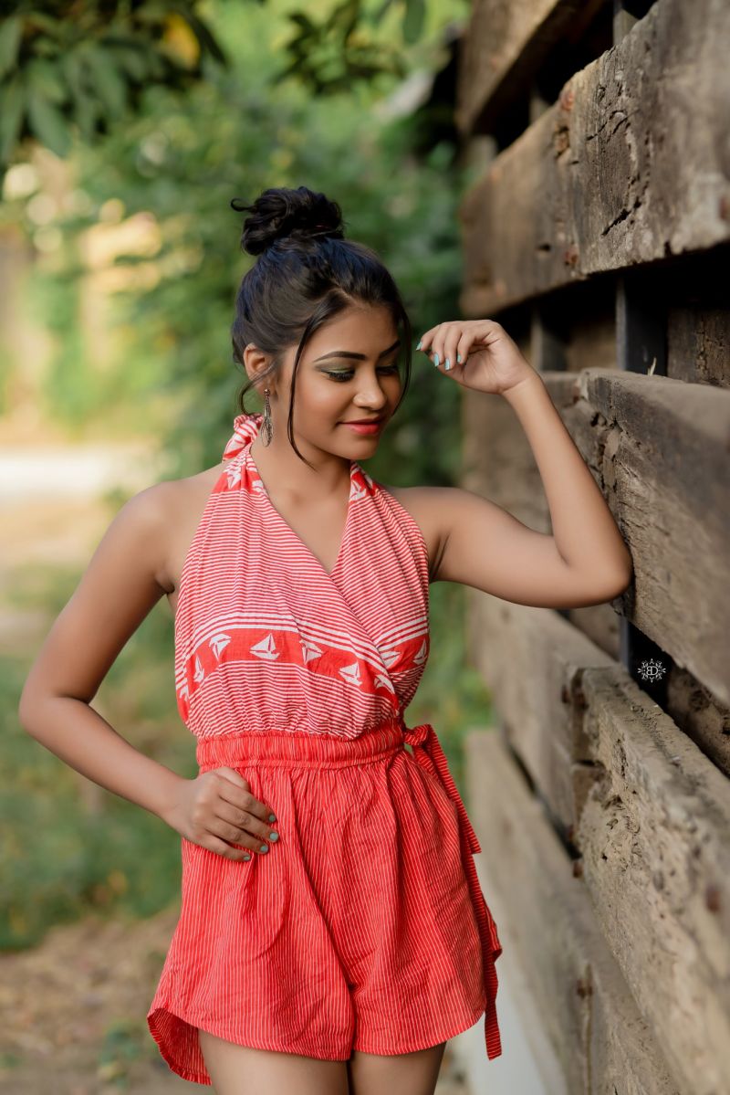 Nikitha Anjaleena Red Dress