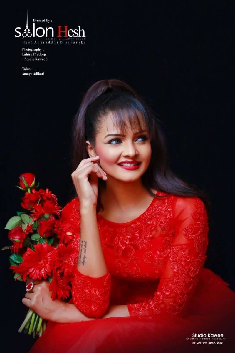 Amaya Adikari Hot Red Dres