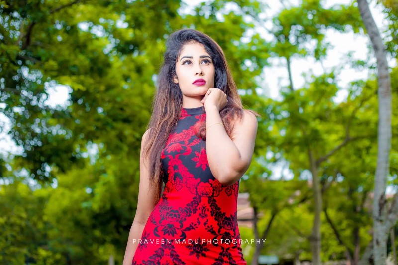 Madhuri Sewwandi In Red Dress
